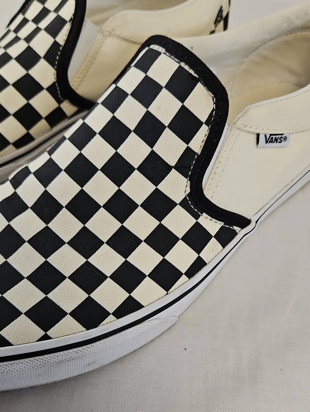 Vans Classic Slip-On Checkerboard Men’s Shoes - Black & White, Size 10